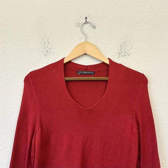 PERUVIAN CONNECTION Sweater Carmine Red Pullover Pima Cotton Knit Preppy - Picture 3 of 7